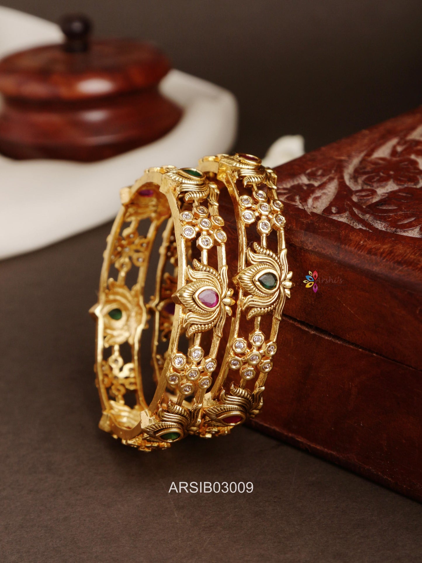 Lotus Stone Kada Bangles