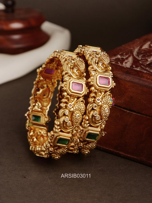 Antique Ruby and Green Stone Bangles