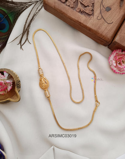 Lakshmi and White Stone Side Locket Mugappu Chain