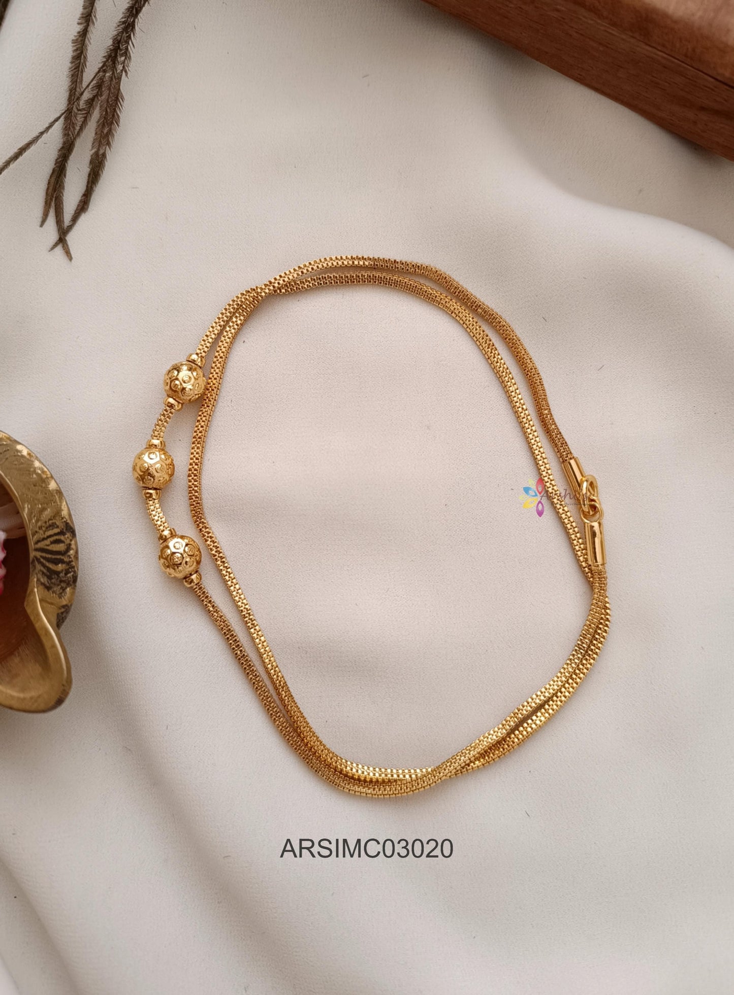 Three Gold Ball Mugappu Chain