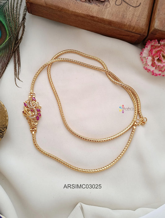 Stone Side Locket Mugappu Chain