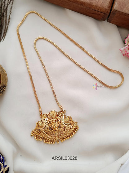 Lakshmi with Peacock Pendant Long Necklace