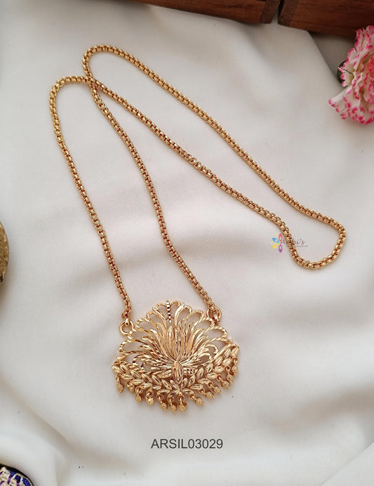 Lotus Gold Beads Pendant Long Necklace