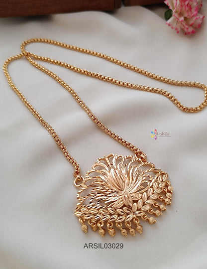 Lotus Gold Beads Pendant Long Necklace