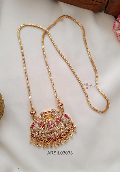 Dual Elephant Lakshmi Long Necklace