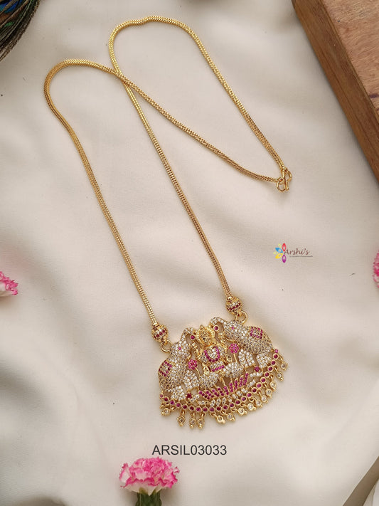 Dual Elephant Lakshmi Long Necklace