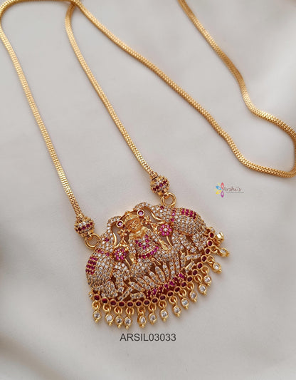 Dual Elephant Lakshmi Long Necklace