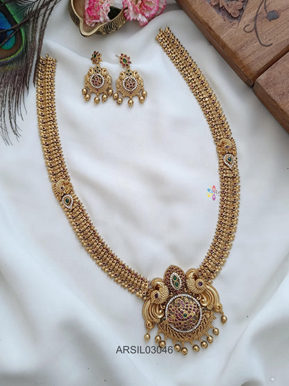 Bridal Peacock Pendant Long Necklace
