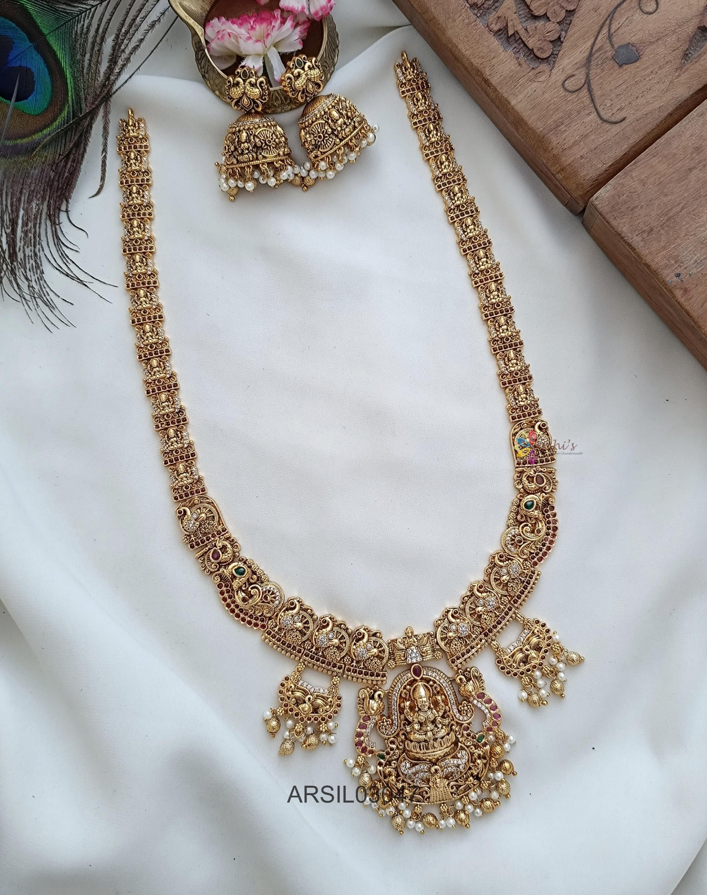 Grand Peacock and Temple Long Necklace