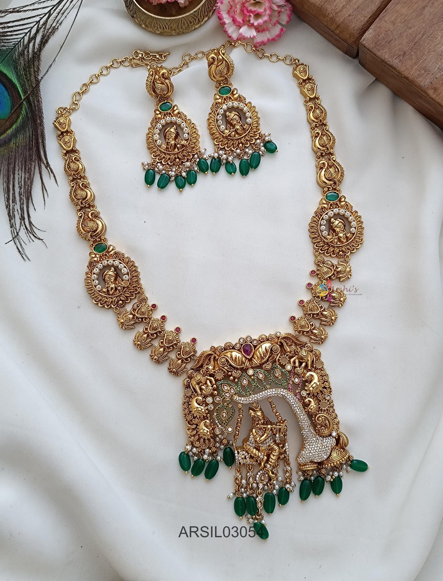 Bridal Krishna Pendant Long Necklace