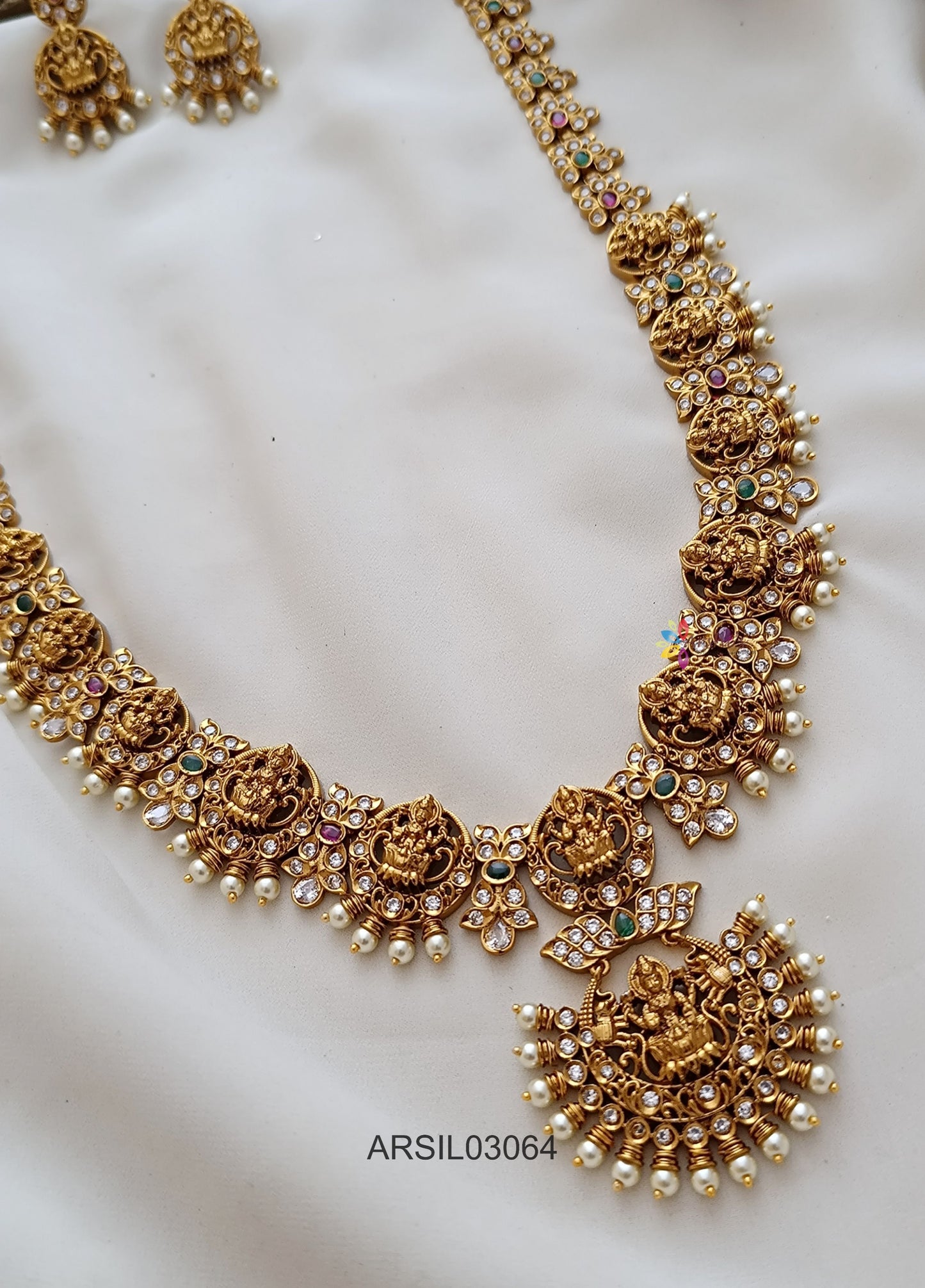 Lakshmi with Pearl Long Necklace