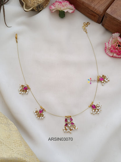 Jadau Kundan Red Invisible Necklace