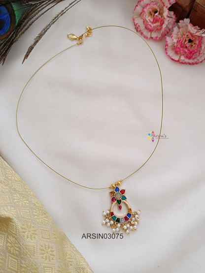 Multi Chandbali Pendant Invisible Necklace