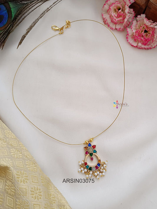 Multi Chandbali Pendant Invisible Necklace