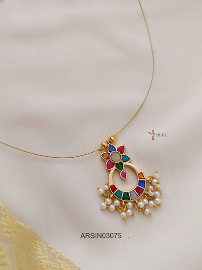 Multi Chandbali Pendant Invisible Necklace