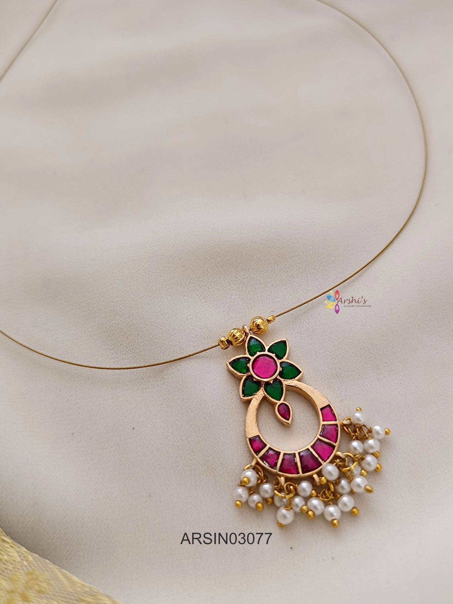 Invisible Necklace with Chandbali Pendant