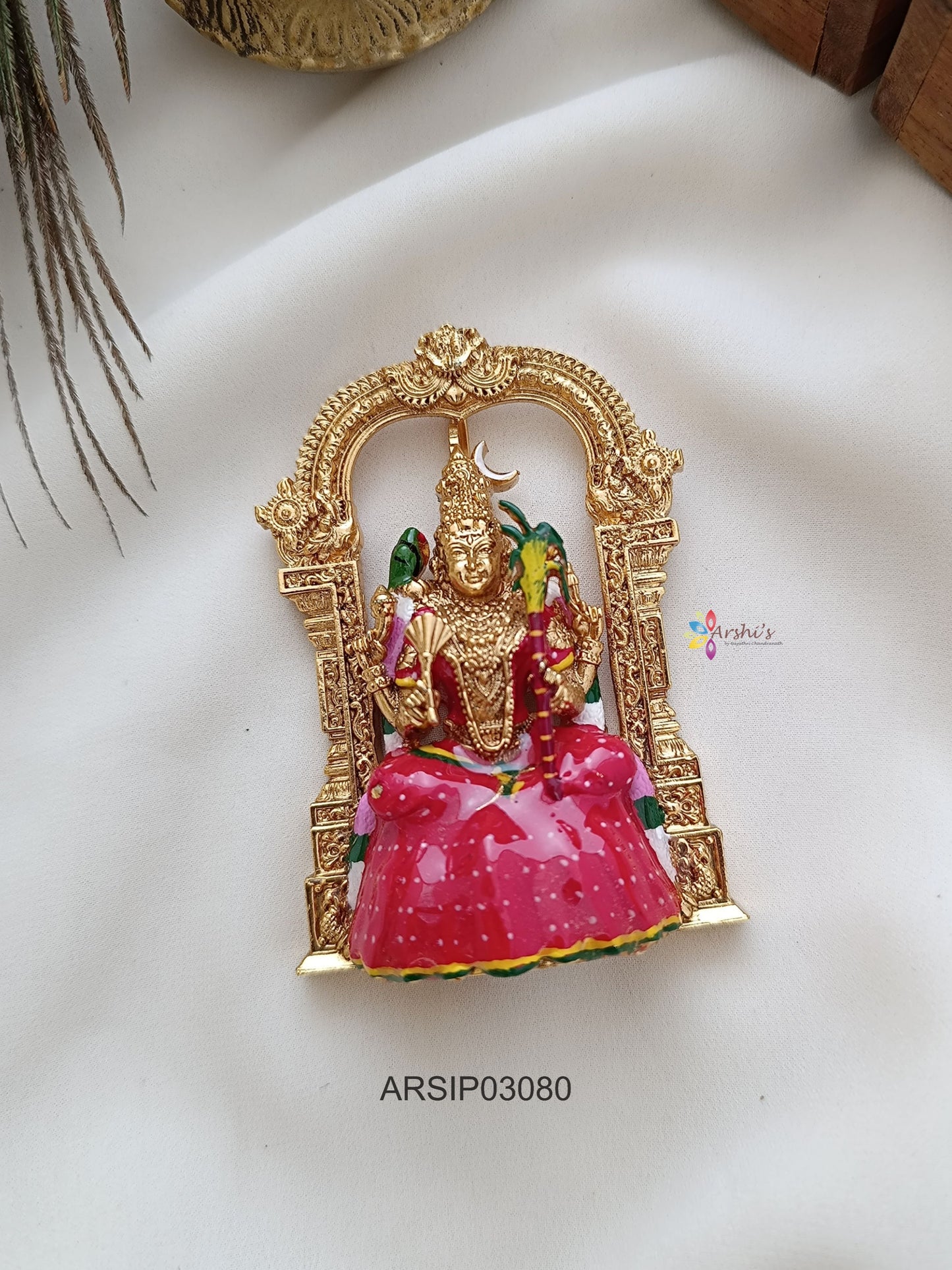 Goddess Kamakshi Red Saree Pendant