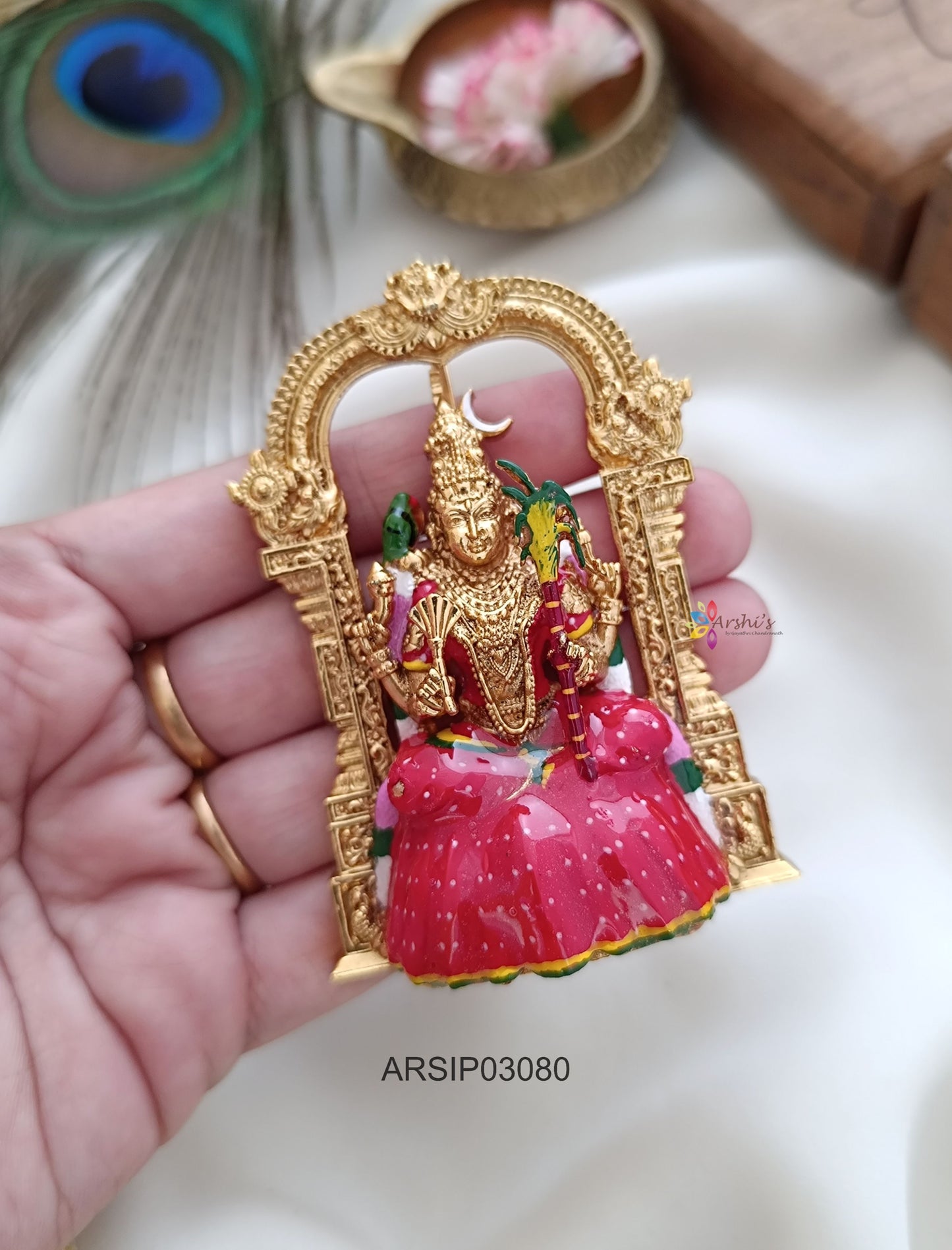 Goddess Kamakshi Red Saree Pendant