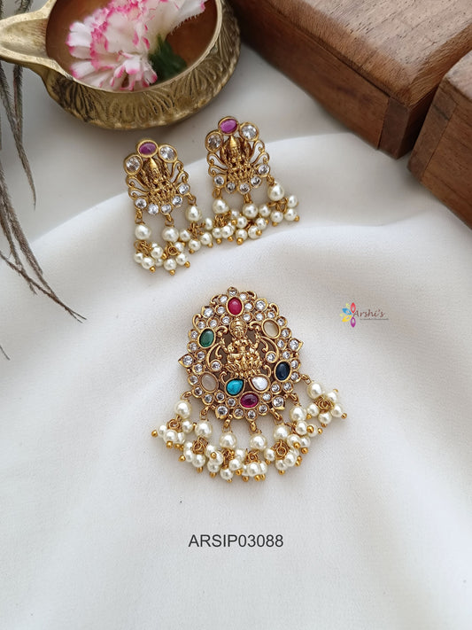 Navarathna Stone Lakshmi Pendant set