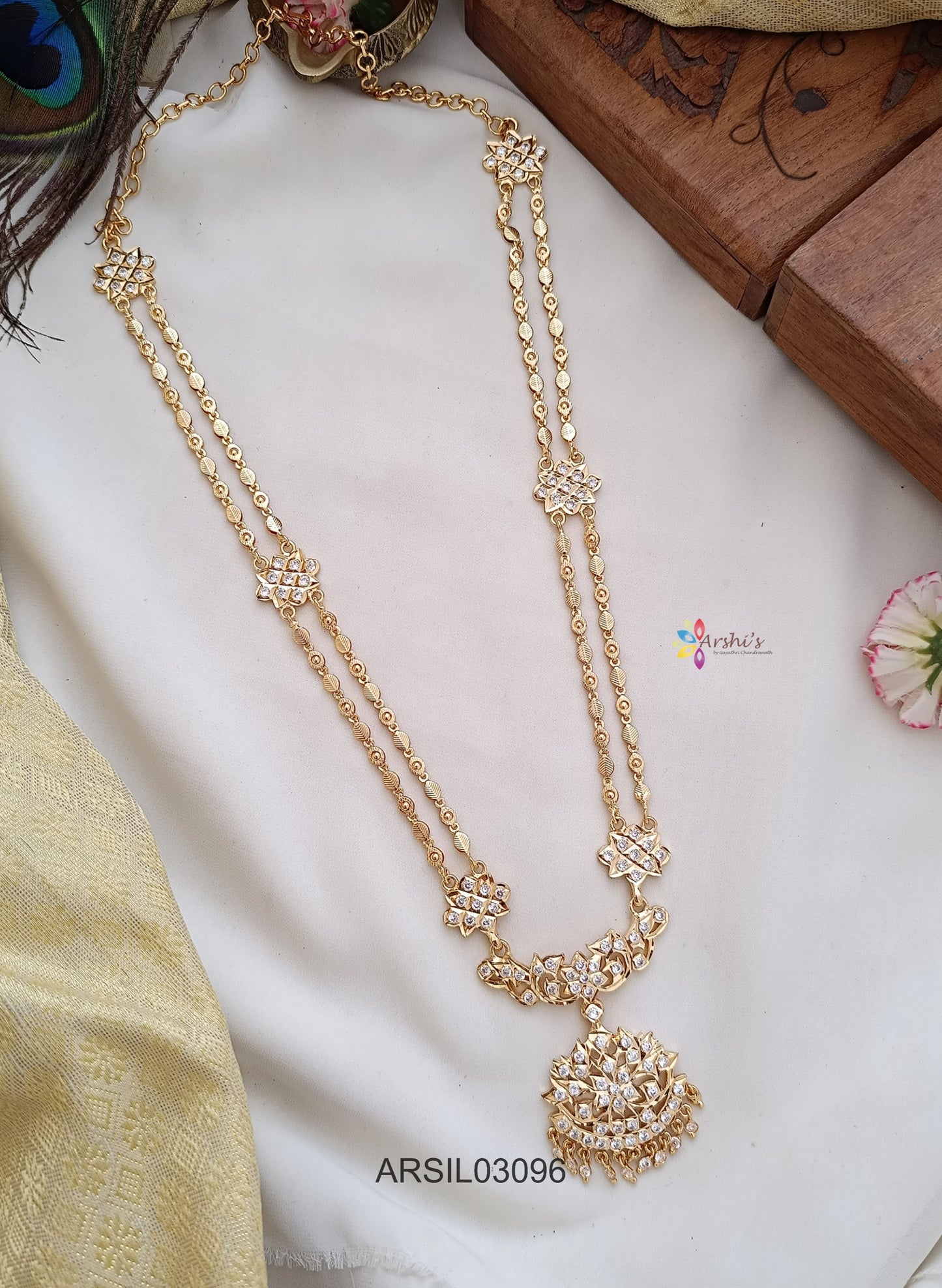 Two Layer White Stone Long Necklace