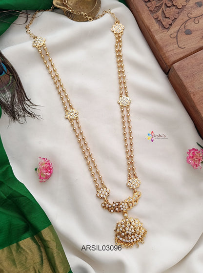 Two Layer White Stone Long Necklace