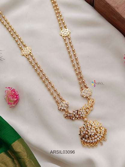 Two Layer White Stone Long Necklace