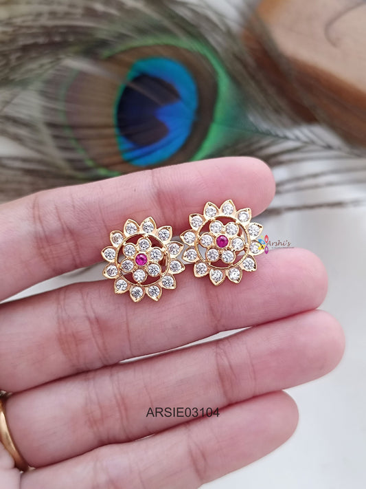 AD Stone Screw Type Earrings