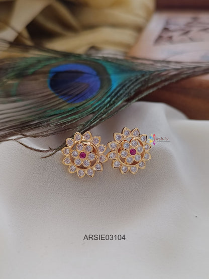 AD Stone Screw Type Earrings
