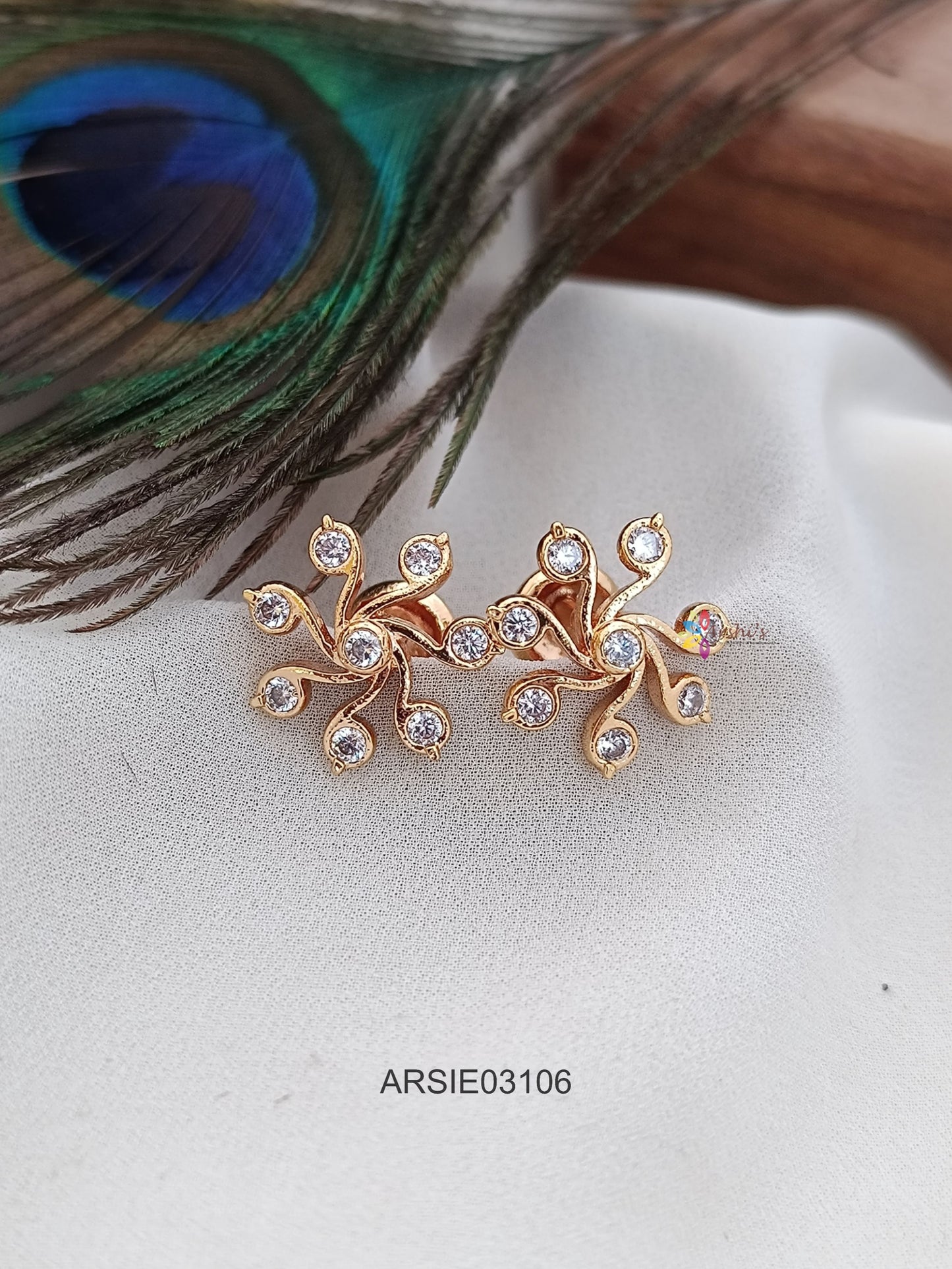 AD Stone Screw Type Earrings