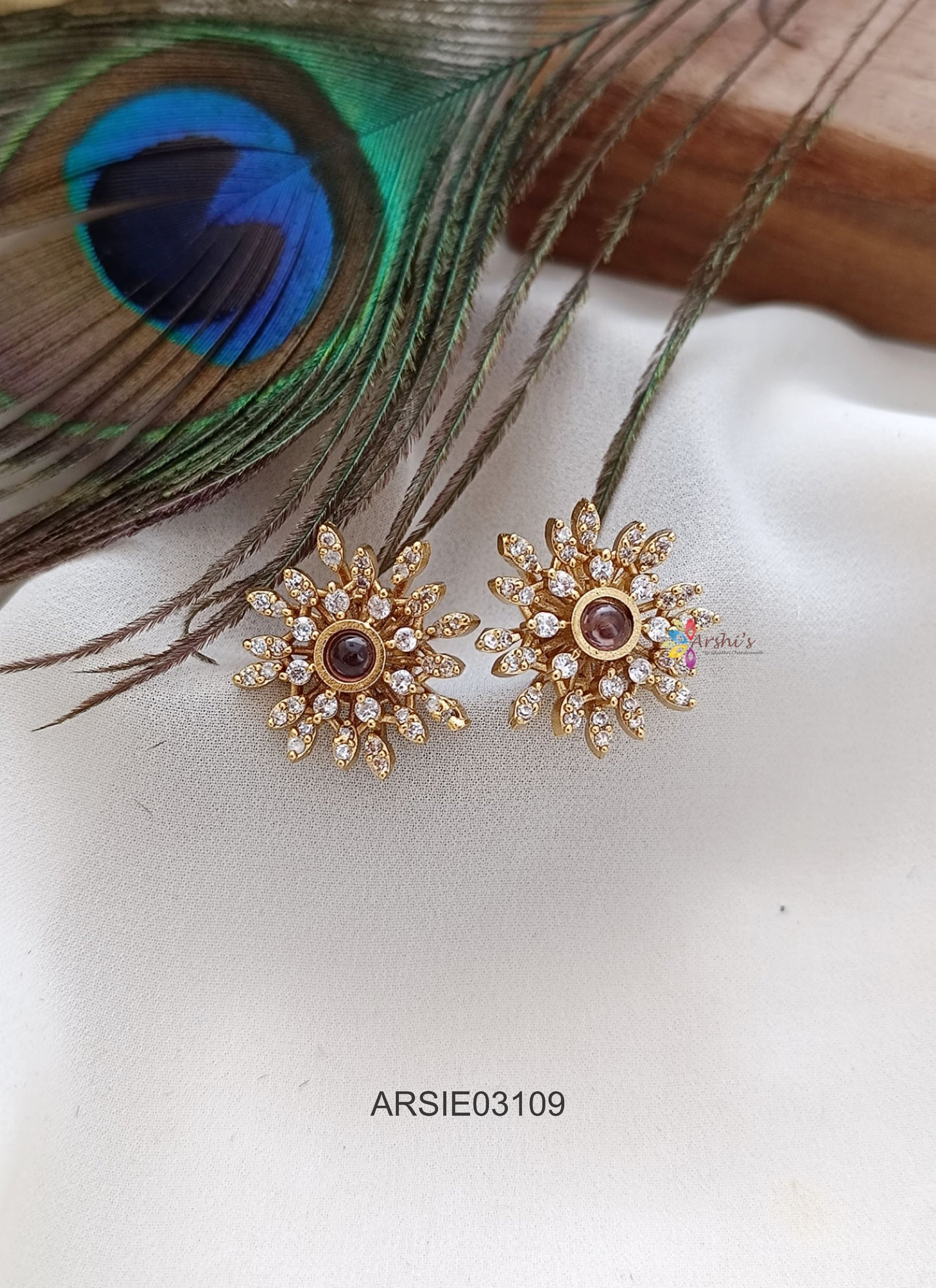 Purple and White Stone Earrings