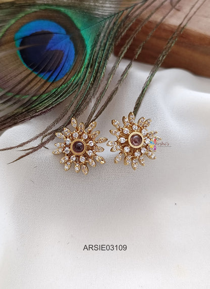 Purple and White Stone Earrings