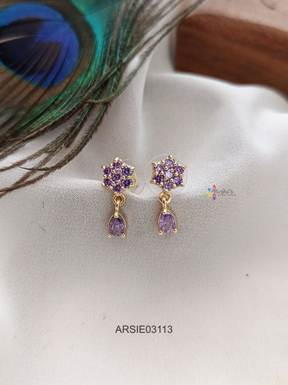 Purple Stone Tear Drop Earrinsg
