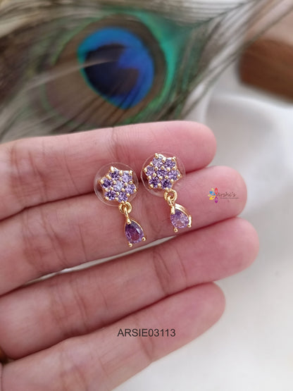 Purple Stone Tear Drop Earrinsg