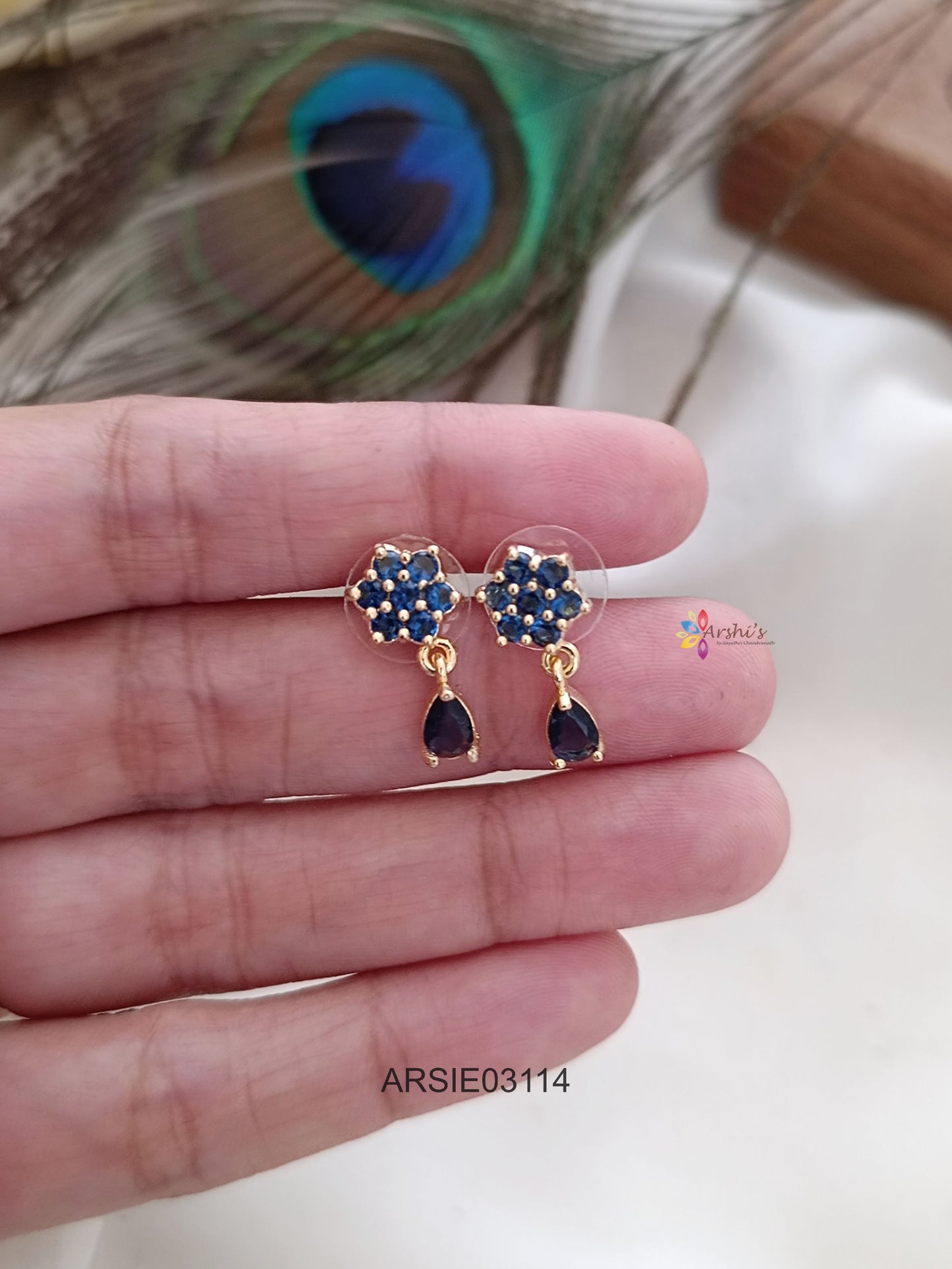Blue Stone Tear Drop Earrinsg