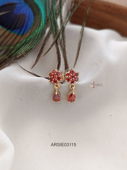 Red Stone Tear Drop Earrinsg