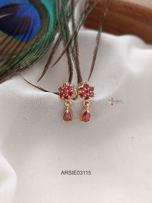 Red Stone Tear Drop Earrinsg