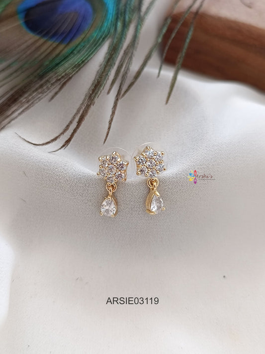 White Stone Tear Drop Earrings