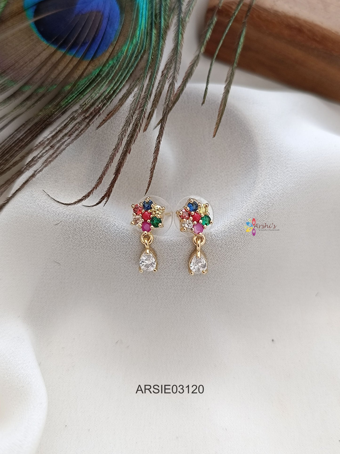 Multi Stone Tear Drop Earrings