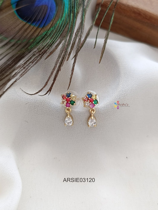 Multi Stone Tear Drop Earrings