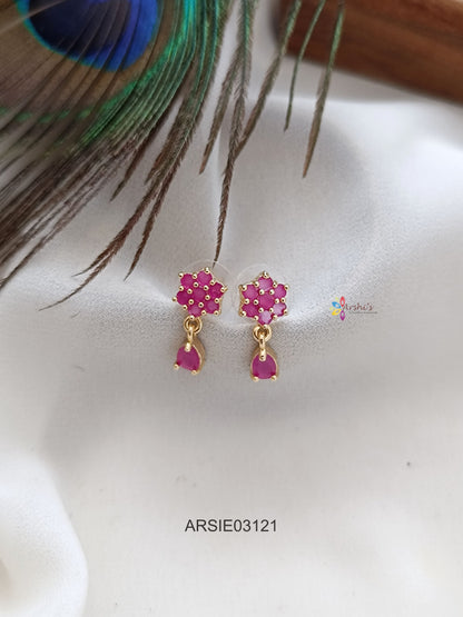 Red Stone Tear Drop Earrings