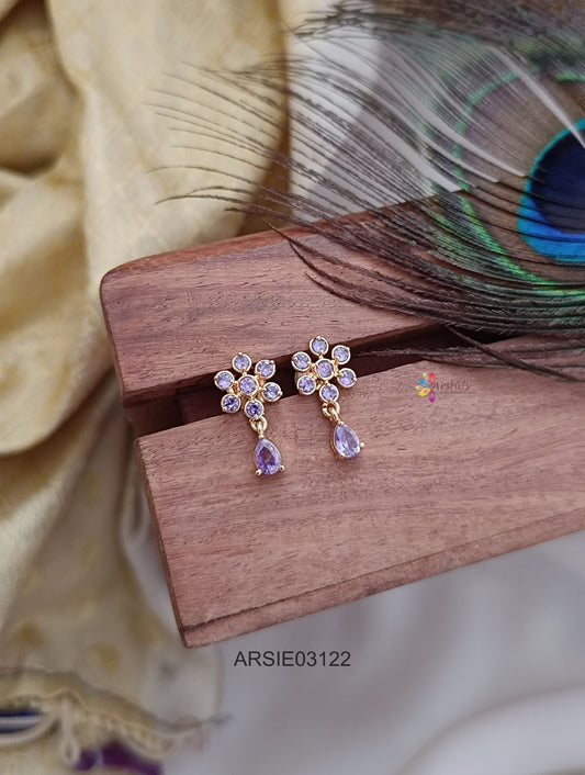 Purple Stone Tear Drop Earrinsg