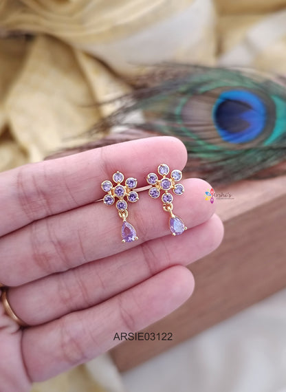 Purple Stone Tear Drop Earrinsg