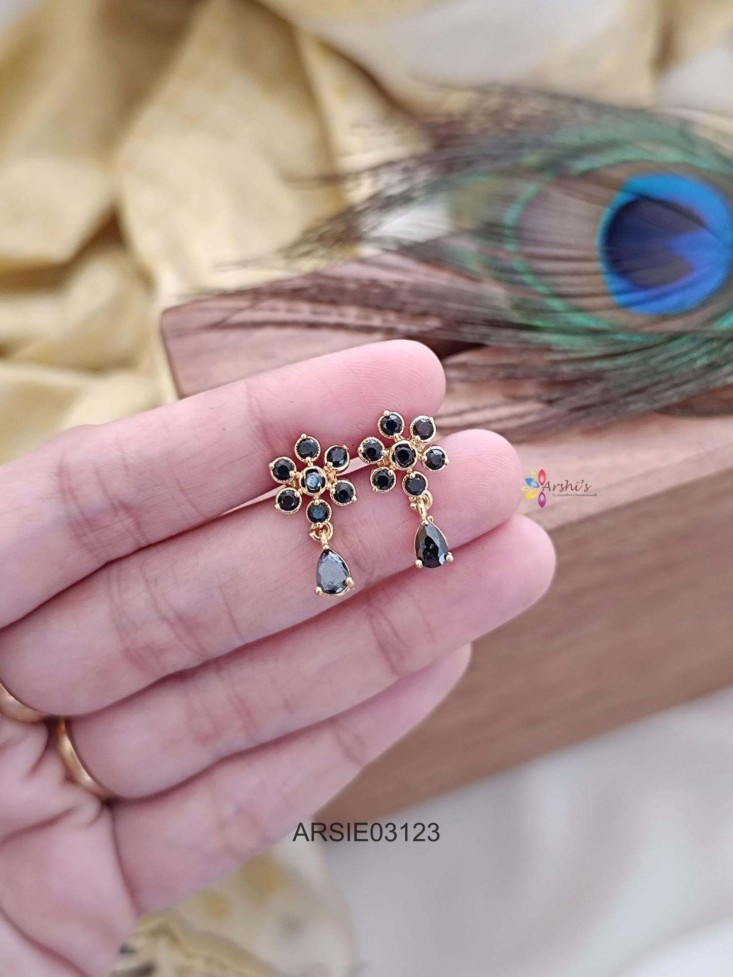Black Tear Drop Earrings