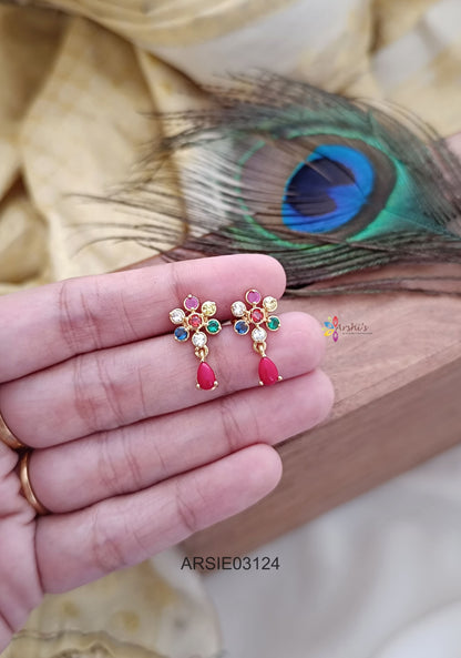 Multi Stone Tear Drop Earrings