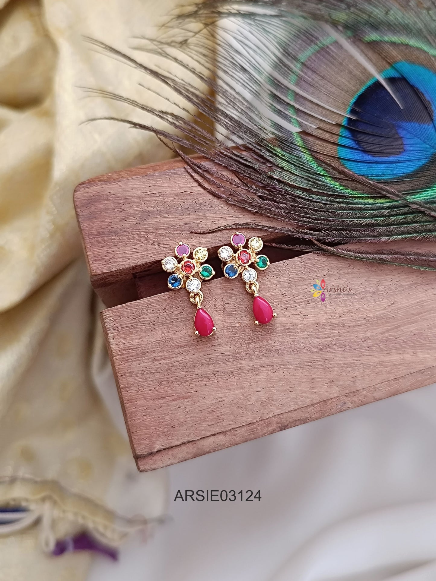 Multi Stone Tear Drop Earrings