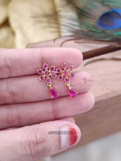 Red Stone Tear Drop Earrings