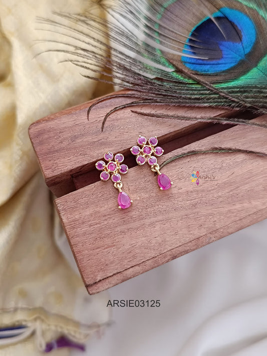 Red Stone Tear Drop Earrings