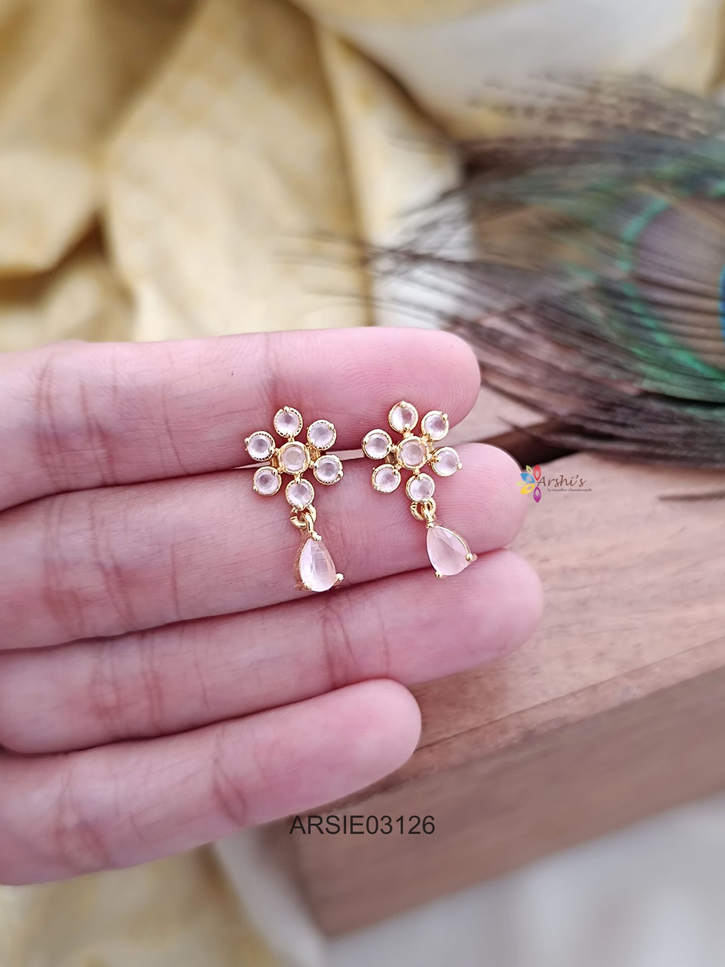 Pale Pink Tear Drop Earrings
