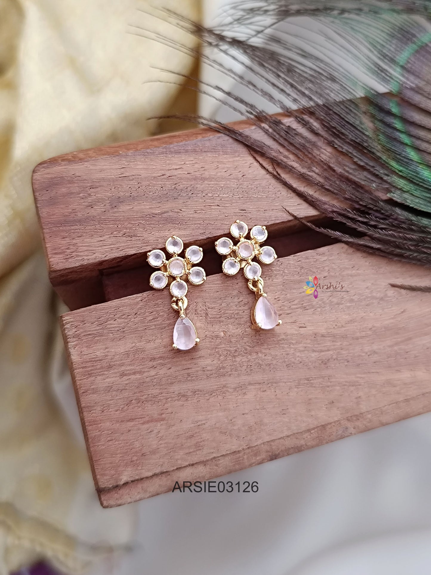 Pale Pink Tear Drop Earrings