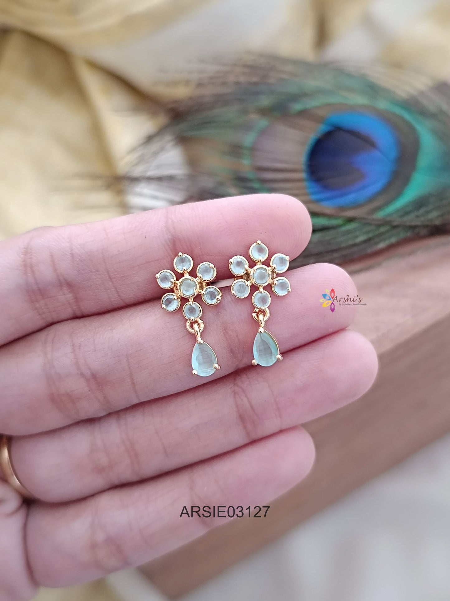 Pale Green Tear Drop Earrings